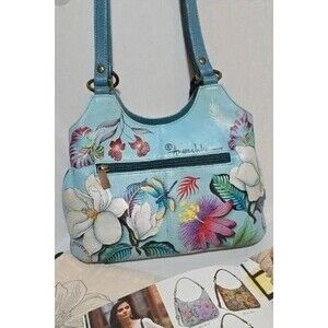 Like new hand-painted designer leather Anushka purse handbag